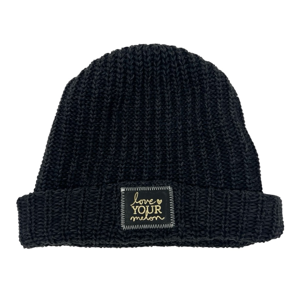 Love Your Melon Charcoal Black Knit Cuffed Beanie